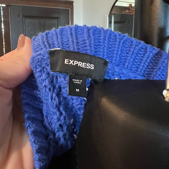 Express Open Weave Short Sleeve Sweater Matisse Blue Size medium - Picture 5 of 6